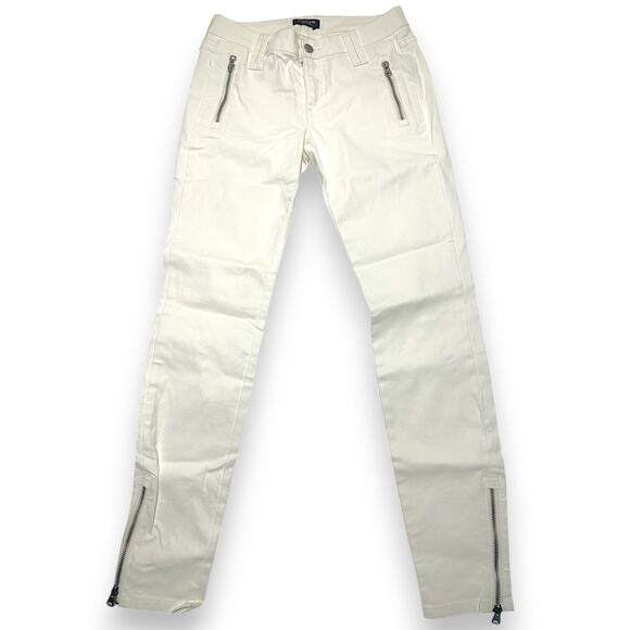 BEBE Optic White Skinny Jeans With zipper Details Size 29 - Picture 1 of 15